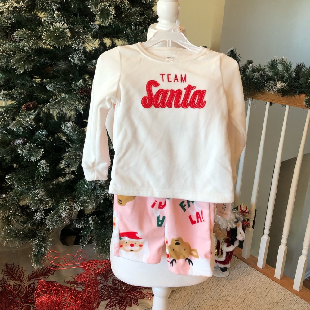 Caters pink Santa 2pc toddler pajamas